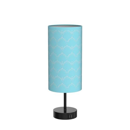 CINSARY Touch Control Bedside Lamp with 2 USB Ports, 3-Way Dimmable Table lamp for Bedroom, Nightstand Lamp with Round Blue Fabric Shade for Living Room Home Office (E26 LED Bulb Included) - color: Blue