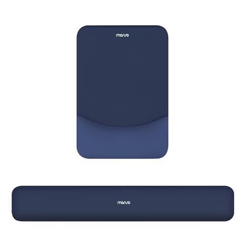 MOSISO Wrist Rest Support Mouse Pad & Keyboard Set, Navy Blue | Rectangular Ergonomic Mousepad, Non-Slip Base, Home/Office Pain Relief & Easy Typing, Neoprene Cloth & Raised Silicone Lining - color: Navy Blue