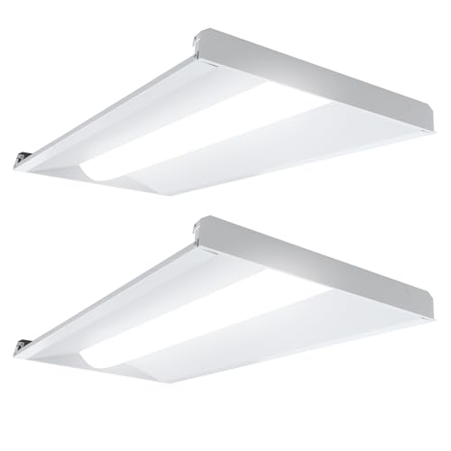 2x4 LED Troffer Center Basket Panel, Color Tunable 3500K/4000K/5000K, Watt Adjustable 34W/38W/45W-Up to 5625 Lumens, 0-10V Dimmable, 120-277V LED Troffer Panel Light, UL Listed - 2PK - color: 2X4 FT, size: 2PK