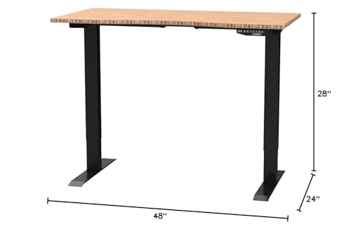 FLEXISPOT EN2 48"x24" Bamboo Electric Standing Desk with Power Strip Bundle | Solid Bamboo Desktop, Cable Management, Convenient Clamp Power Strip Bundle, And Clean Home Office Setup, Black Frame - color: Black Frame + Bamboo Top, size: 48x24