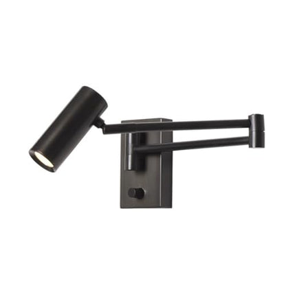LED Swing Arm Wall Sconce with Dimmer Switch Modern Adjustable Wall Mounted Reading Lamp Black Metal Directional Task Light for Bedroom Bedside Living Room Hallway Office Dorm Art Display