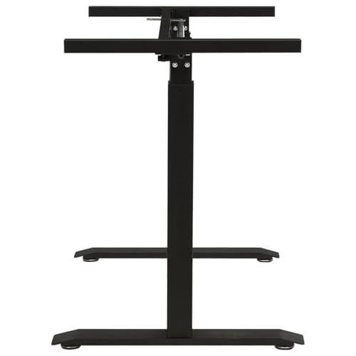 Bopdu Manual Height Adjustable Standing Computer Desk Home Office, Writing Table Gamer Workstation Study Desk Frame Hand Crank Black