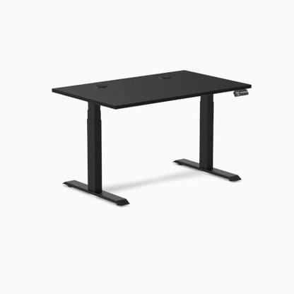 Desky Dual Laminate Sit Stand Desk Black 47.2" Grommets Matte Black - color: Black / Matte Black, size: 47.2 x 29.5 inches with Grommets