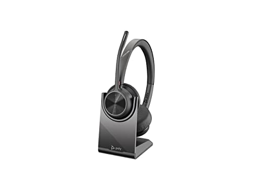 Poly - Voyager 4320 UC Wireless Headset + Charge Stand (Plantronics) - Headphones with Boom Mic - Connect to PC/Mac via USB-A Bluetooth Adapter, Cell Phone via Bluetooth - Works with Teams, Zoom &More