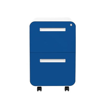 Laura Davidson Furniture Stockpile 2 Drawer Mobile File Cabinet with Lock - Under Desk Metal Filing Cabinet, Legal/Letter File Folders, Wheels and Stationary Feet, Pre-Assembled, Blue Faceplate - color: Blue