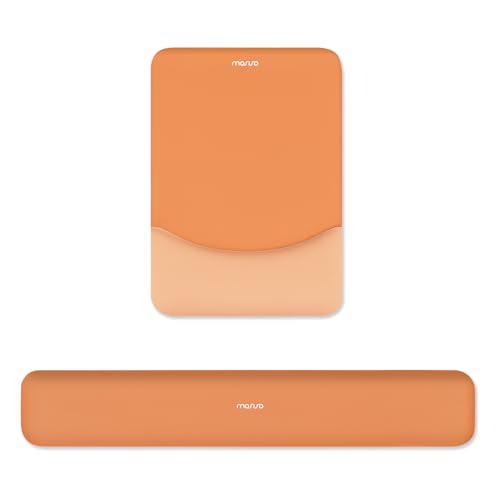 MOSISO Wrist Rest Support Mouse Pad & Keyboard Set, Cosmic Orange | Rectangular Ergonomic Mousepad, Non-Slip Base, Home/Office Pain Relief & Easy Typing, Neoprene Cloth & Raised Silicone Lining - color: Cosmic Orange