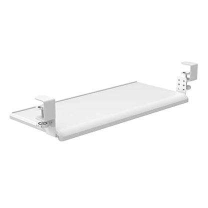 Stand Up Desk Store Compact Clamp-On Retractable Adjustable Keyboard Tray/Under Desk Keyboard Tray | Increase Comfort and Usable Desk Space | for Desks Up to 1.5" (24.5" x 11.5") (White) (Small) - size: Small