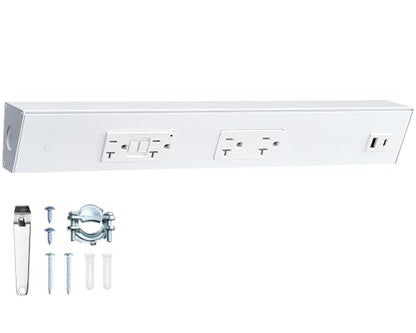SURAIELEC 16 in Under Cabinet Hardwired Power Strip with GFCI Outlet - color: White, size: 1 Pack