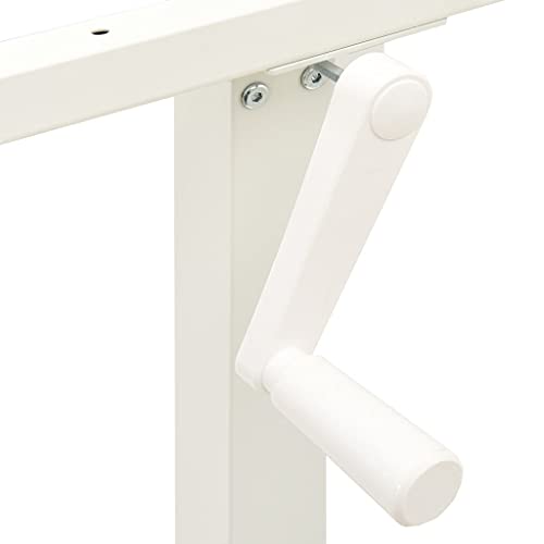 vidaXL Manual Height Adjustable Standing Desk Frame Hand Crank White | Easily change the height from 28 to 445 in, Modern look with a sleek white finish, Built from tough carbon steel - color: White