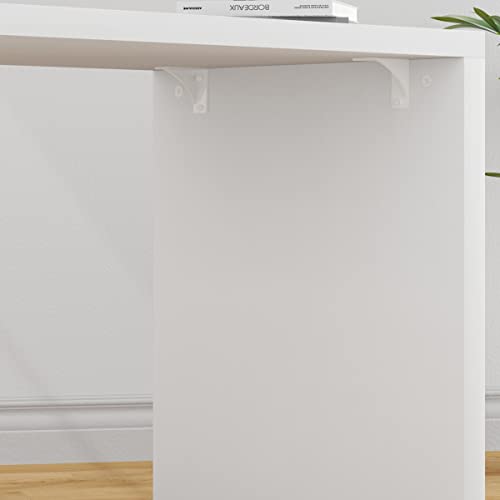 HSH White L Shaped Desk with Storage, Home Office Desk for Work, 55 Inch - color: White Oak