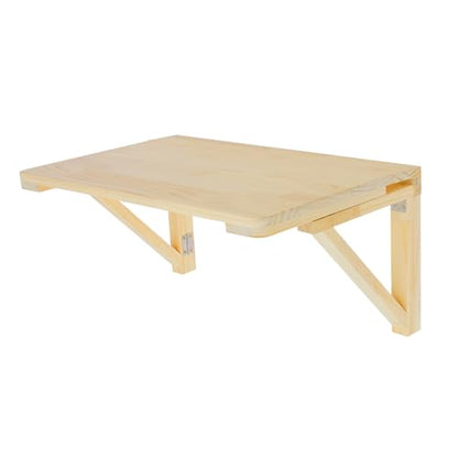 Wall Mounted Folding Table, 31.5x23.6in Fold Down Wall Mounted Desk, Wooden Folding Workbench, Multi-use Foldable Table for Dining Laundry Kitchen Office