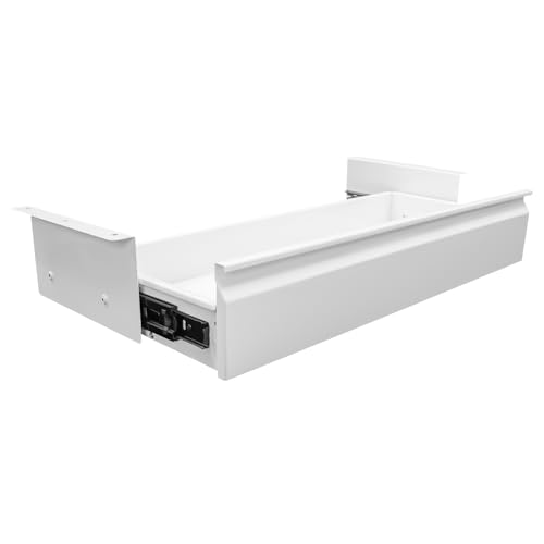 TFCFL Under Desk Drawer 22", Under Desk Mounted Sliding Pull-out Drawer, Storage Organizer for Sit Stand Workstation, Premium Sliding Security Drawers (White, 22 Inch) - color: White, size: 22 Inch
