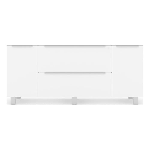 ‎Contemporary Credenza with 2 Legal & Letter File Drawers, Adjustable Shelves & Leveling Feet, Central-Locking System, Full Extension Glides, for ‎Office, Living Room, 19.63 x 63 x 28.88 in., White