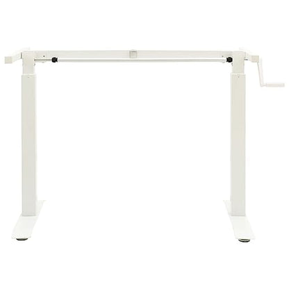 Manual Height Adjustable Desk Frame with Hand Crank, Powder-Coated Carbon Steel, Width 40.2"-63", Height 28"-44.5", for Desks 47.2"-70.9" Wide - color: White