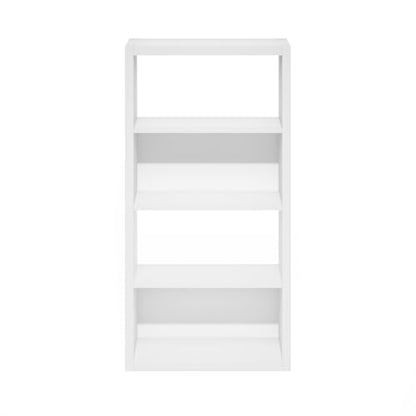 Furinno Viola Book Shelf, 4-Tier Bookshelf, Extra Thick Frame Bookcase with Open Shelf, Open Back Design, 11.3" x 23.2" x 45.4", for Living Room, Bedroom, Home Office, White - color: White, size: 4-Tier, Thick Frame