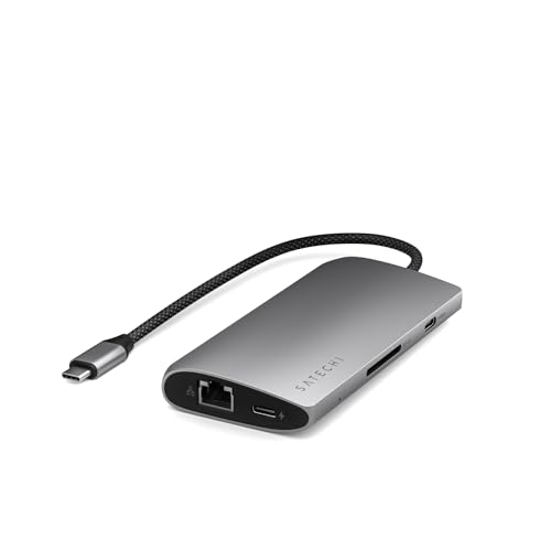 Satechi 8-in-1 USB-C Hub V3, 8K HDMI, 100W Charging, Ethernet, Space Gray - color: Space Gray, size: V3