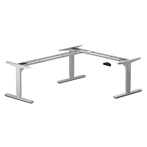 Standing Desk Corner Frame - Adjustable Height and Width Legs with Triple Electric Motors for Home Office L Shaped Desk FLT-05 White - color: White, size: Triple Motor 330 lbs