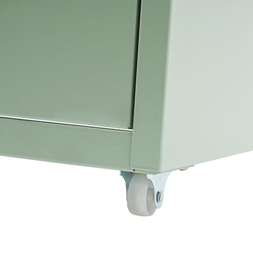 6 Drawers File Cabinet with Lock Rolling Mobile Filing Cabinet with Wheels Under Desk Vertical Filing Cabinet for Office/Home Metal (Cream Green) - color: Cream Green