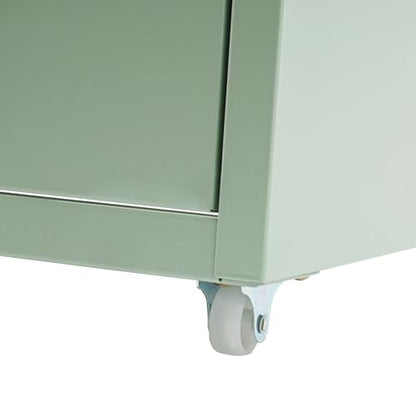 6 Drawers File Cabinet with Lock Rolling Mobile Filing Cabinet with Wheels Under Desk Vertical Filing Cabinet for Office/Home Metal (Cream Green) - color: Cream Green