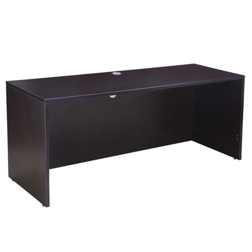 Scranton & Co 71" U-Shaped Curved Bow Desk Suite, Mocha Finish, Includes Hutch and File Storage Pedestal, Scratch-Resistant Laminate, Lockable Drawers, Modular Office Desk for Home or Workspace Use
