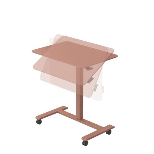 TopJob ANYDESK FOLD Mobile Standing Desk, Portable with Lockable Wheels, Foldable Stand Desk, Rolling Computer Workstations, Used for Home, Couch Side Table, Bedside Table in Bed Room Kitchen - color: Terra Cotta