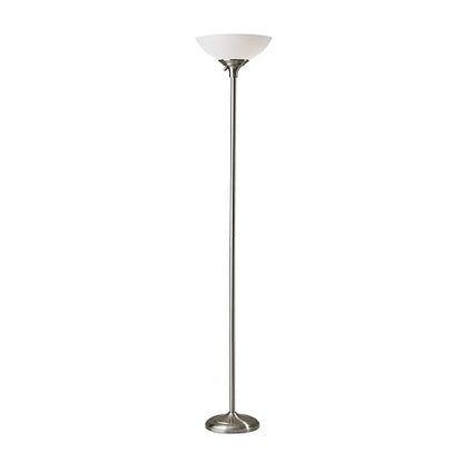 Adesso Dual-Socket Floor Lamp, Brushed Steel & White, 3-Way, 71” - color: Brushed Steel