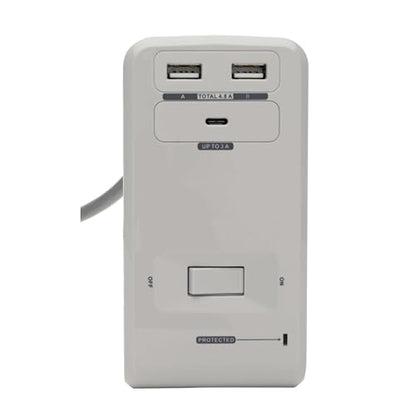Tripp Lite 6 Outlet Desk Clamp Surge Protector Power Strip, USB Charging Ports USB-A & USB-C, 8 ft. Cord, 1080 Joules, Light Gray, Lifetime Limited Warranty & $50, 000 Insurance (TLP648USBC) - style: U-Mount
