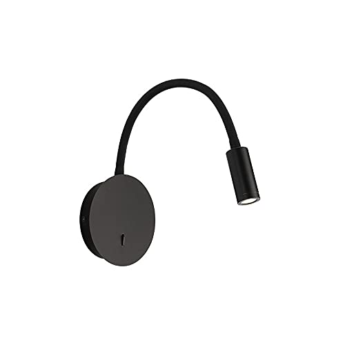 Bedside Reading Light Modern Wall Lamp, Hardwired Wall Sconce with Switch, LED Headboard Lighting Fixture, Flexible Gooseneck Wall Lights for Bedroom Office Studio Hotel - color: Black-3000k