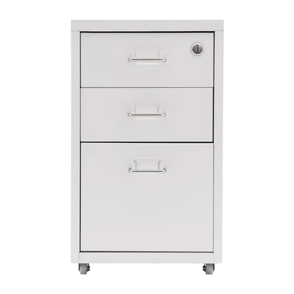 CNCEST 2-Drawer Vertical File Cabinet Metal Mobile Filing Cabinet with Lock Rolling File Drawer Cabinet Under Desk Sturdy Steel Storage Unit with Glide Drawers Lockable Wheels for Home Office (White) - color: White