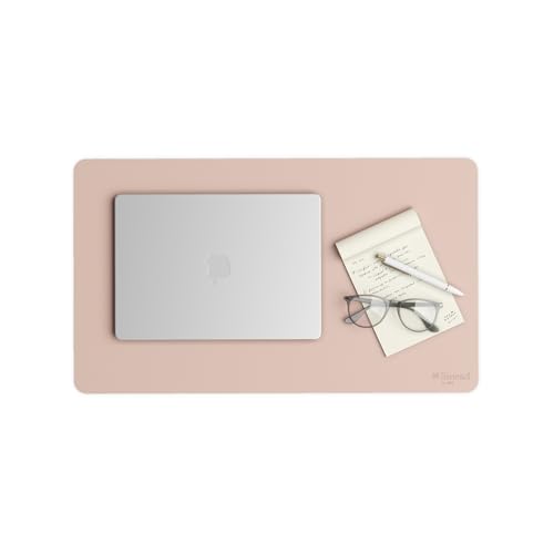 Smead Vegan Leather Desk Pad Mat, Office Desk Mat, Small, Dusty Rose Pink | Waterproof desk pad protector, writing mat and desk blotter. Non-slip suede grips under a laptop, keyboard and mouse. - color: Dusty Rose Pink, size: 13.7" x 23.6"
