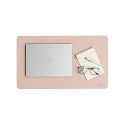 Smead Vegan Leather Desk Pad Mat, Office Desk Mat, Small, Dusty Rose Pink | Waterproof desk pad protector, writing mat and desk blotter. Non-slip suede grips under a laptop, keyboard and mouse. - color: Dusty Rose Pink, size: 13.7" x 23.6"