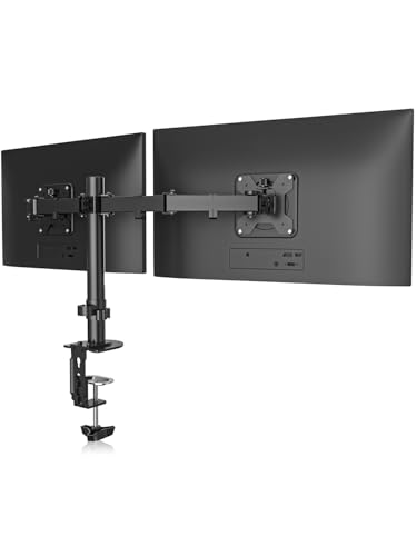 Suptek Dual Monitor Desk Mount, Adjustable Dual Monitor Arm for 2 Computer Screens up to 27 inch, Dual Gas Spring Monitor Arm, Holds up to 22 lbs Each, VESA 75x75/100x100 mm, Black (MD9442) - color: Black, size: 13"-27"