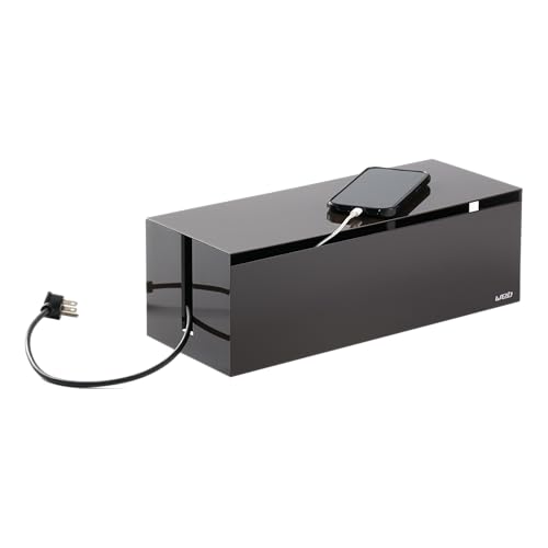 Yamazaki Home Cable Management Box – Cord Organizer Box with Lid, Minimalist Cable Storage for Office, ABS Plastic - color: Brown