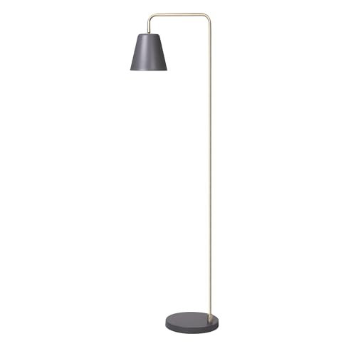 HarvestLand Steady Floor Lamp, Reading Lamp for Living Room, Grey Brass | 345° Shade adjustable Reading Floor Lamp for overchair, Bedroom Lamp, home decor - color: Brass Matte Grey