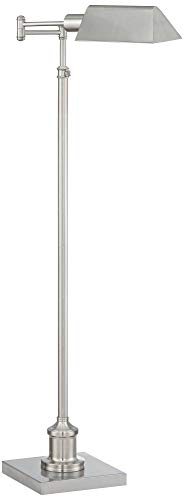 Jenson Brushed Nickel Adjustable Swing Arm Pharmacy 54" Tall Floor Lamp | Traditional Farmhouse Light Standing Base Silver Metal for Living Room Reading House Bedroom Home Office - color: Silver Brushed Nickel