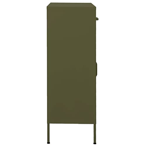 Steel Storage Cabinet with 2 Drawers and Adjustable Shelf, Olive Green Metal Organizer for Living Room and Office, 31.5 x 13.8 x 40.0 Inches - color: Olive Green