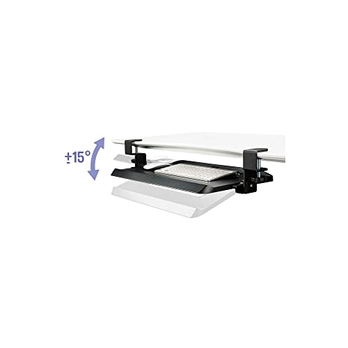 Kantek Clamp On Under Desk Ergonomic Computer Keyboard Tray Holder, Adjustable Tray Slides Out with Tilt Control, Easy Mounting, 20" x 12.25", Black - size: 20-Inch W x 12.25-Inch D