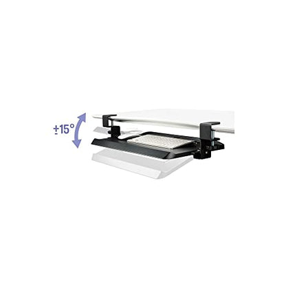 Kantek Clamp On Under Desk Ergonomic Computer Keyboard Tray Holder, Adjustable Tray Slides Out with Tilt Control, Easy Mounting, 20" x 12.25", Black - size: 20-Inch W x 12.25-Inch D
