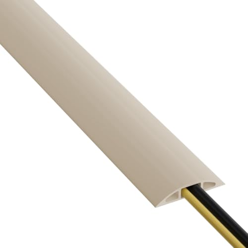 D-Line 15ft Floor Cord Cover, Cable Protector, Hide Extension Cords, Protect Cords, Prevent Cable Trips, Heavy Duty Cord Hider - Cable Cavity = 0.63" (W) x 0.31" (H) - Beige - color: Beige, size: 15 Feet