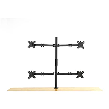 Rocelco Premium Quad Monitor Desk Mount - Standard Pattern Fits Four 13" - 27" LED LCD Flat Computer Screen - Double Articulated Full Motion Adjustable Arms - Grommet and C Clamp - Black (R DM4) - style: 4 Monitor