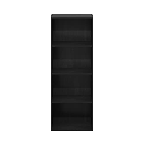 Furinno LUDER 4-Tier Book Shelf, Open Shelves Bookshelf, Blackwood | 9 x 15.6 x 41.7, Closed Back, Modern Bookcase, for Living Room, Bedroom, Home Office - color: Blackwood, size: 4-Tier