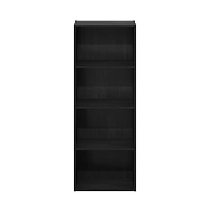 Furinno LUDER 4-Tier Book Shelf, Open Shelves Bookshelf, Blackwood | 9 x 15.6 x 41.7, Closed Back, Modern Bookcase, for Living Room, Bedroom, Home Office - color: Blackwood, size: 4-Tier