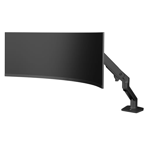Ergotron - HX VHD Premium Heavy Duty Gaming Monitor Arm, Single Monitor Desk Mount – for 1000R Curved Ultrawide Monitors Up to 57 Inches, 9-14 Inches Depth, VESA 75x75mm or 100x100mm – Matte Black - color: Matte Black, size: VHD Pivot
