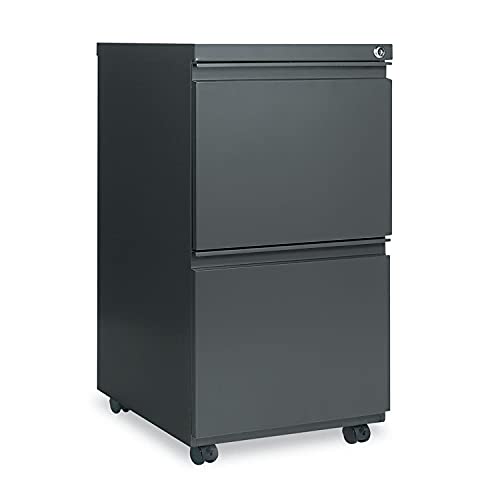 File Pedestal with Full-Length Pull, Left or Right, 2 Legal/Letter-Size File Drawers, Charcoal, 14.96" x 19.29" x 27.75