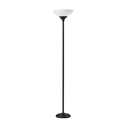Adesso Dual-Socket Floor Lamp, Black & Frosted White, 3-Way, 71” - color: Black