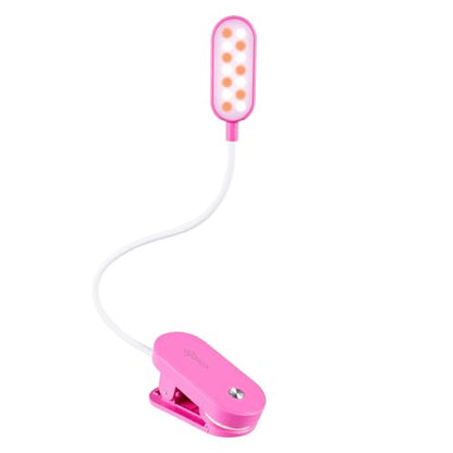 VAVOFO Rechargeable Book Light, 14 LEDs Eye Care Clip On Amber Reading Light for Bookworms Reading in Bed with 9 Colors 9 Brightness (Rose) - color: Rose