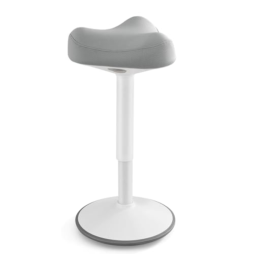 SONGMICS Ergonomic Wobble Stool, Height Adjustable Swivel Balance Chair - color: Dove Gray (Fabric Upholstery), size: 14.2"D x 14.4"W