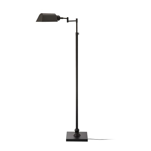 O’Bright Arcadia - Pharmacy Floor Lamp, Full Range Dimming, Swing Arm Task Lamp, E26 Socket, Bulb Replaceable, Adjustable Height 47” to 55”, 360° Rotatable Shade, All-Metal Design, Black - color: Black
