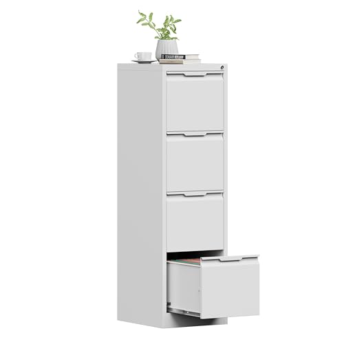 4 Drawer File Cabinet with Lock, Filing Cabinets for Home Office - color: White, size: 4 Drawer - Vertical
