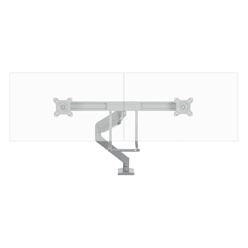 UPLIFT DESK Crestview Align Dual Monitor Arm - Gas Spring Monitor Mount with Adjustment Handle Fits 13-32” Inch Displays, VESA Compatible, Clamp or Grommet Mounting, Fits Standing Desks (Gray) - color: Gray, style: Dual Monitor Arm